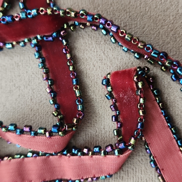 Boho 100% Silk Velvet & Beads Crossbody Mini Bag/Purse - Picture 9 of 12